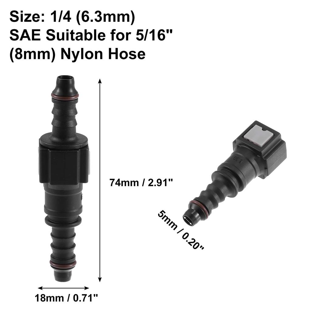 uxcell Car Fuel Line Hose Quick Release Connector Disconnect Hose Nylon 0.25 In (6.3