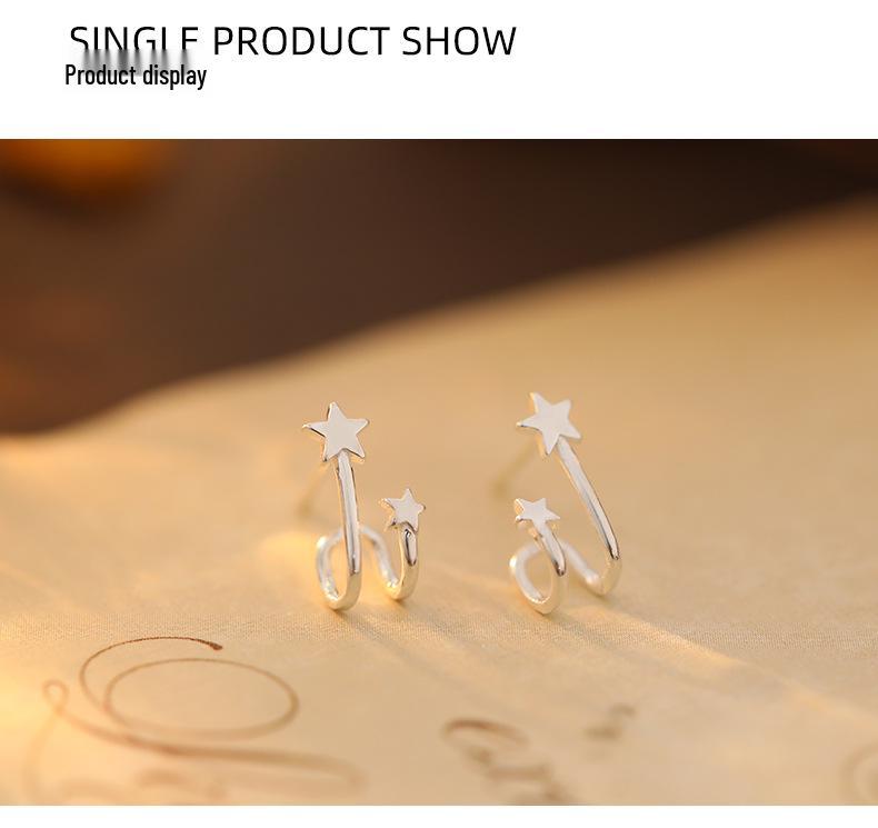 Banyan Tree S925 Silver Korean Star Ear Clip Earrings – Simple, Small Design for Women and Students
