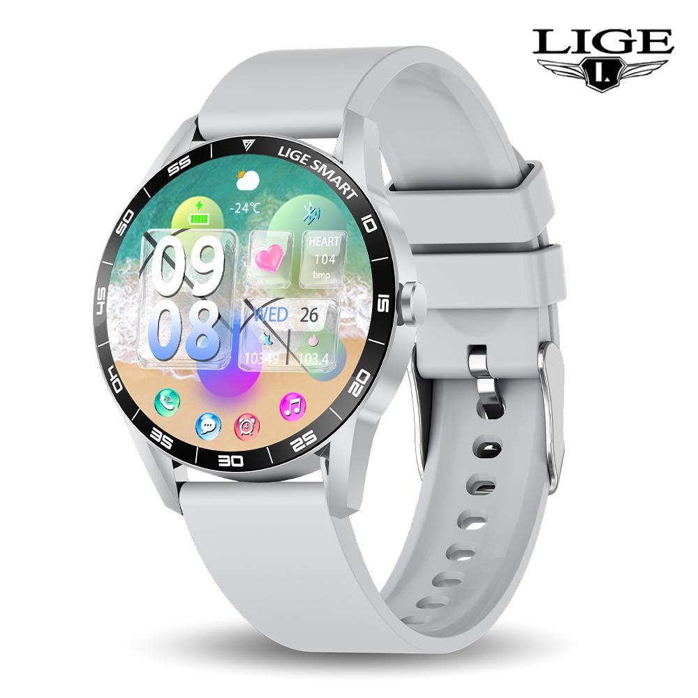 LIGE Neue Herren Smartwatch Bluetooth Anruf Wasserdicht Edelstahlarmband Smartwatch Herzfrequenz Schlaf Gesundheitsmonitor Fitnessuhr