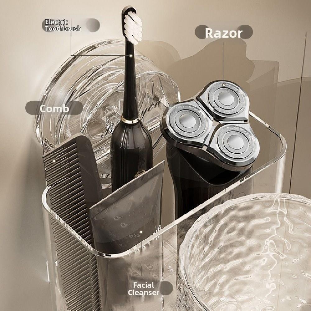 Quick-Drain Toothpaste Storage Rack Wall Mounted Toothbrush Dispenser with Cup  Home Use