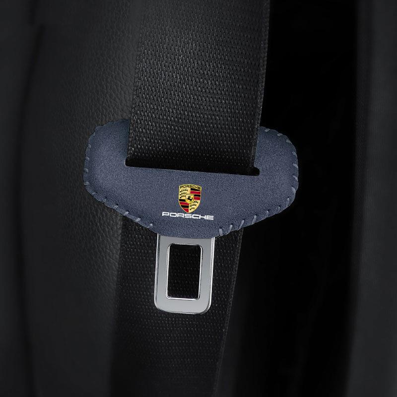 

2Pcs Car Seat Belt Buckle Plug Protective Cover Suede Protective Covers For Porsche 911 718 Taycan Panamera Cayenne Macan Cayman