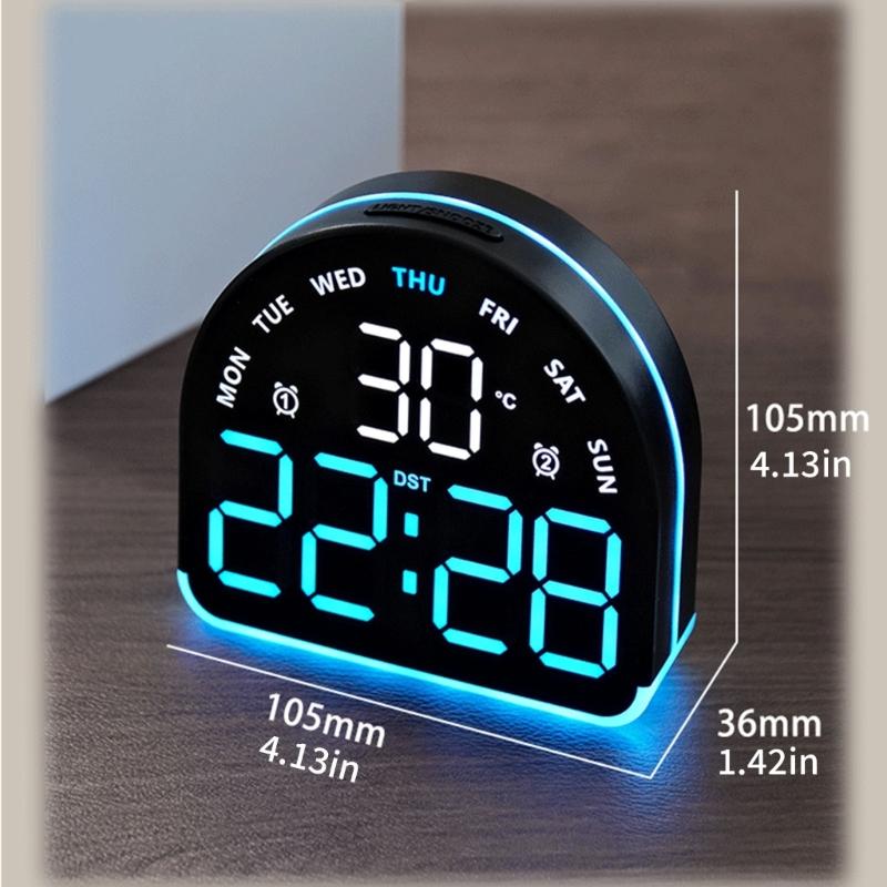 Digital Alarm Clock for Bedroom Desk Clock for Living Room Bedroom with Large Number,Dimmer,Loud Alarm Temperature