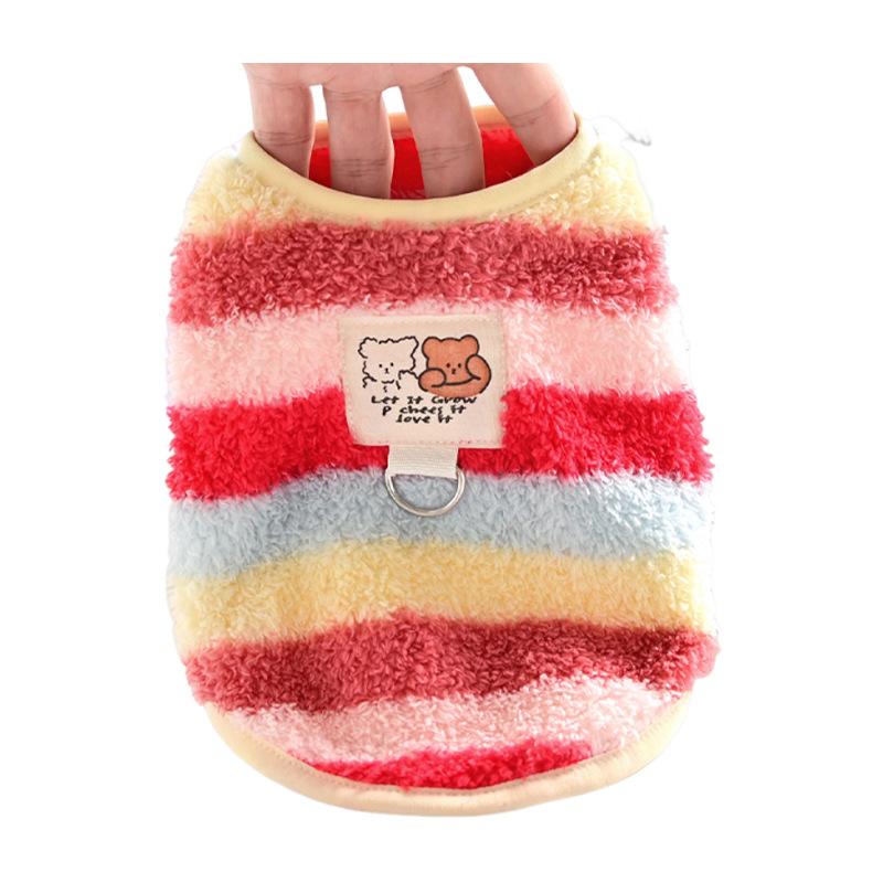Dog autumn and winter clothes Small dogs keep warm in winter and prevent hair loss Winter clothes Pomeranian can pull rainbow velvet vest pets