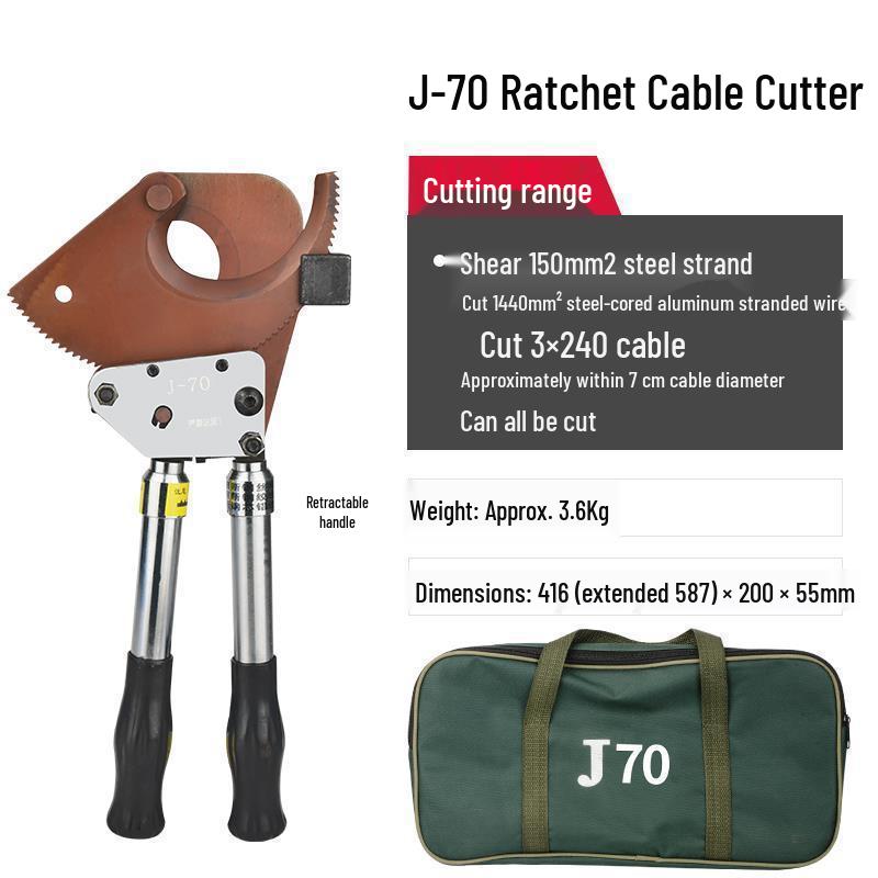 Ratchet Manual Cable Cutter J40/52/75/95/100 - Wire, Steel, Copper & Aluminum Shear