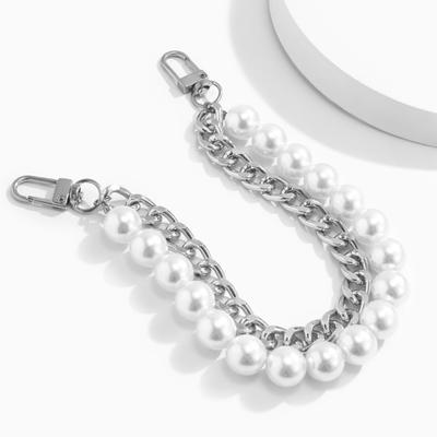 Bag Chain Replacement Handles with Clips Double-layered Faux Pearl Thick Chain Shoulder Bag Decoration