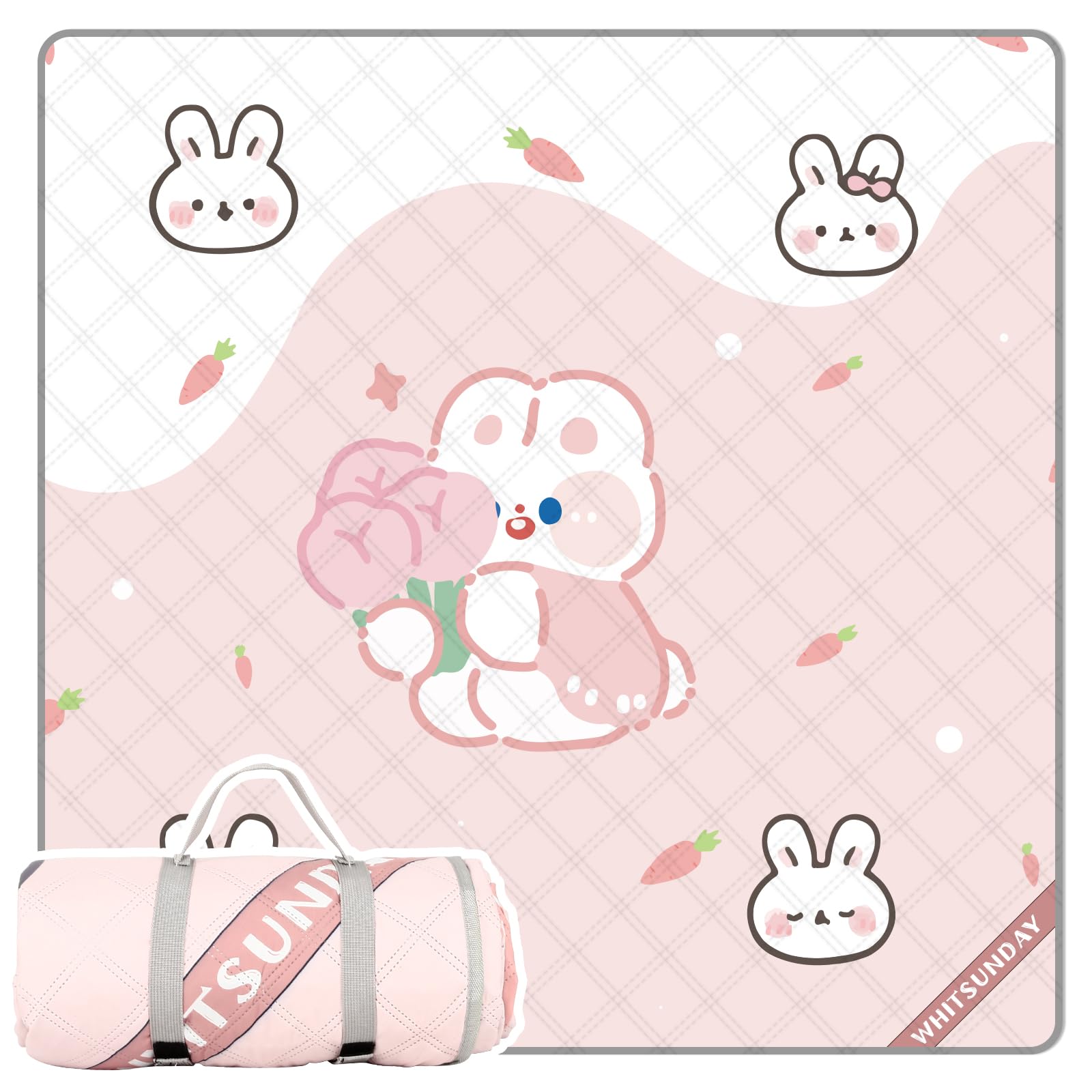 

Picnic Blanket Whitsunday Outdoor Picnic Extra Large Kids Machine Washable Camping Waterproof Foldable for Park (Rabbit) Blanket, 80 x 80 Blanket,
