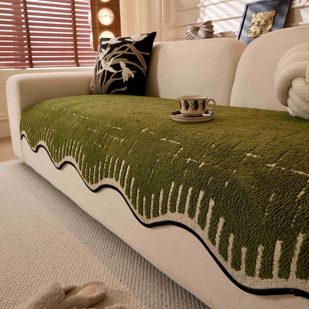 Autumn And Winter Wavy Shu Cotton Lint Sofa Cushion Seat Cushion Non-Slip Living Room Skin-Friendly Light Luxury Sofa Cover Cloth Towel Thick