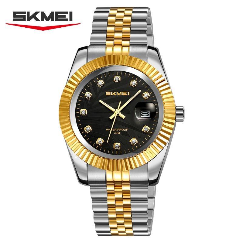 Analog Quartz Watch for Men Stainless Steel Band 30M Waterproof Luminous Date Window Diamond Hour Markers Fashion Men's Watches