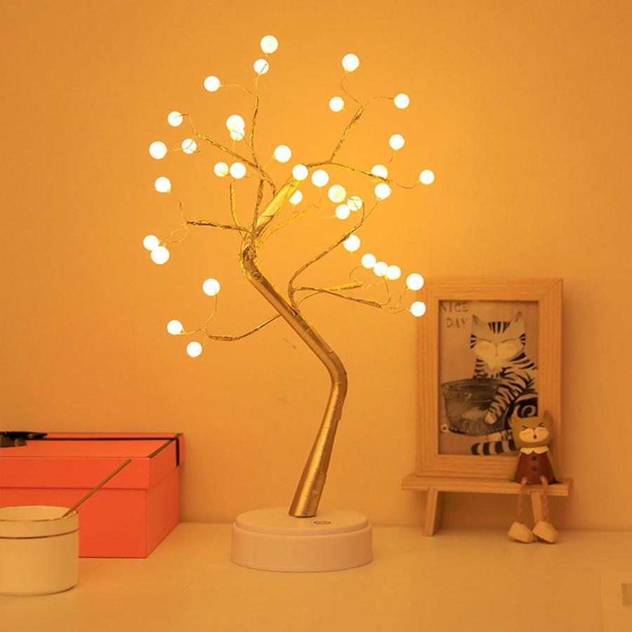LED Pearl Tree Light Sleeping Creative Nightlight Bedroom Ins Girl Heart Bedhead Desk Lamp