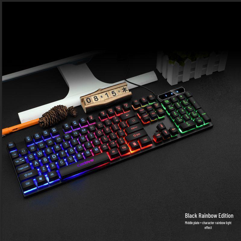 Gaming Style USB Keyboard and Mouse Set with Backlit Mechanical Feel for Desktop and Laptop