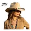 Fashionable Outdoor Felt Hat Wool Fedora, Unisex Western Cowboy Hat, Retro Wide Brim Stylish Winter Accessories Cowgirl Jazz for Women Men Autumn