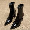 Women Boots Winter Pointed Toe Ankle Boots Women Fashion Zippers Short Elegant Square Heel Shoes for Women Zapatos De Mujer