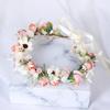 Handmade Rose Flower Crown Hairband Adjustable Ribbon For Wedding Party Festival Girls Women Trendy Hair Accessories