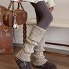 Retro Stacked Socks Women Leg Warmers For Girls Winter Harajuku Leg Warmers Maillard Color Knitted Long Leg Warmer Goth Button
