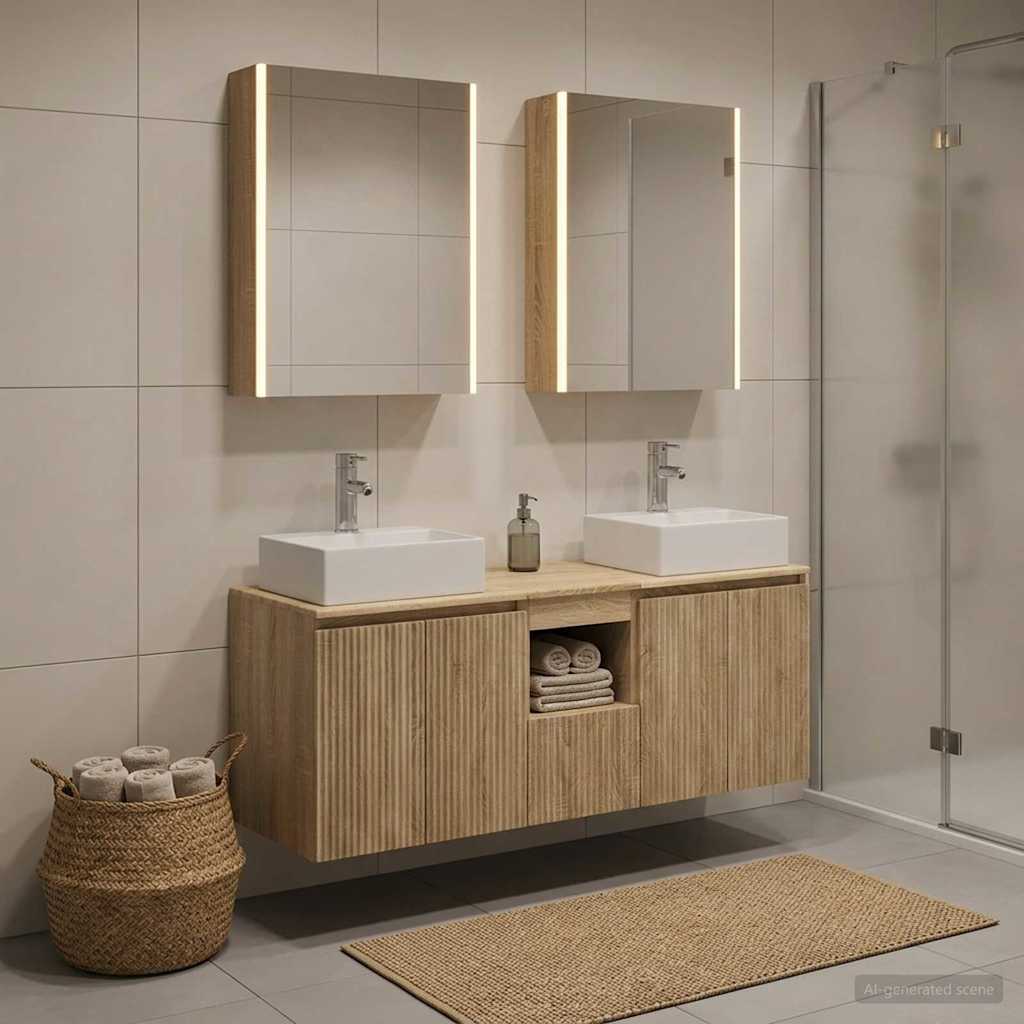 Bathroom Cabinet Set 5 pcs Sonoma Oak Wood Based Material