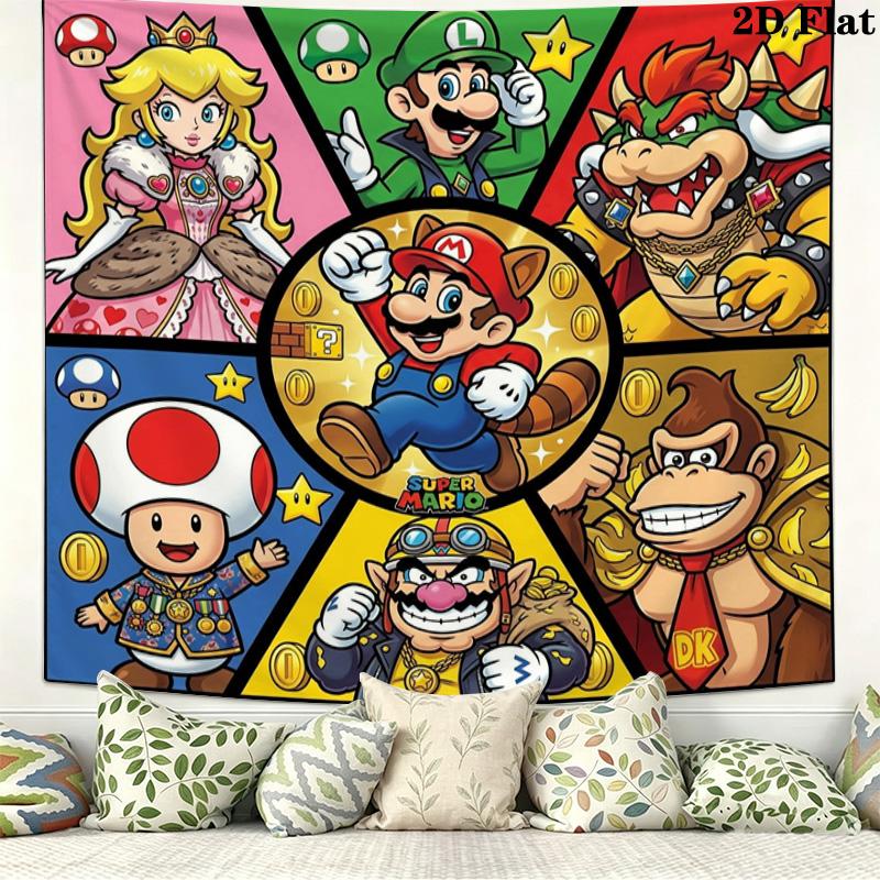 Super Mario Wall Tapestry Aesthetic Wall Hanging Printed Fabric Blanket Decorative Tapestries For Bedroom Living Room Home Decor