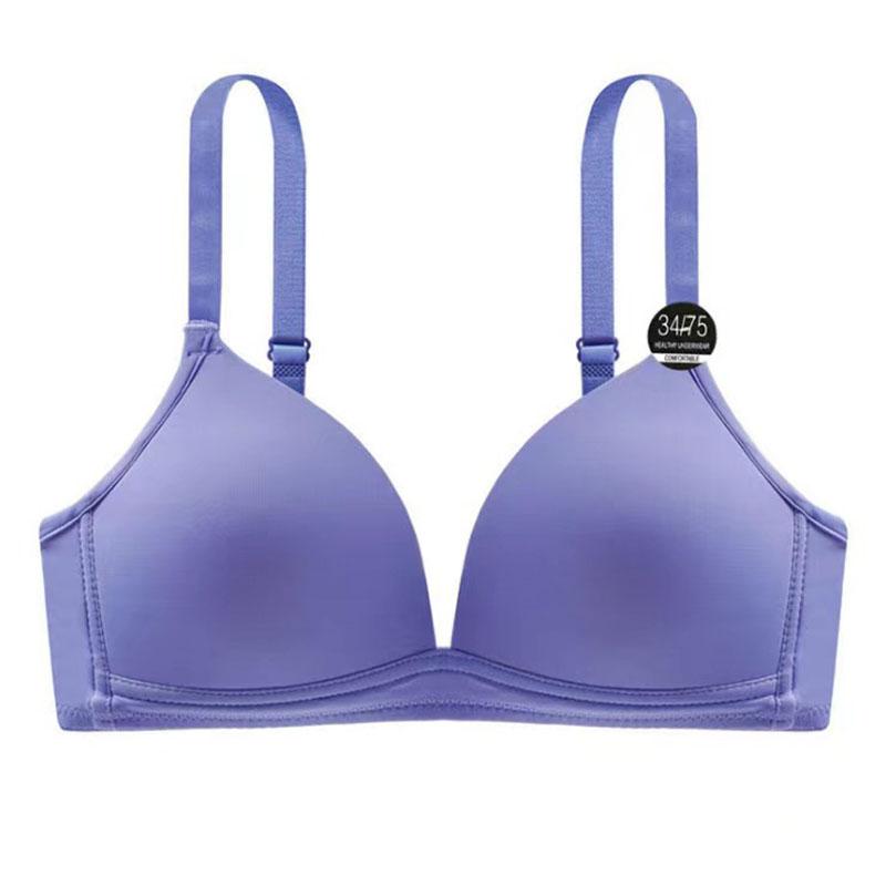 Simple Triangular Cup Deep V Seamless Bra Ladies' Small Breasts Gathered Together Smooth Surface Without Steel Ring Lightweight Bra
