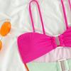 1011 new European and American personalized high-waisted one-piece swimsuit female sexy suspender contrasting swimsuit seaside bikini spot