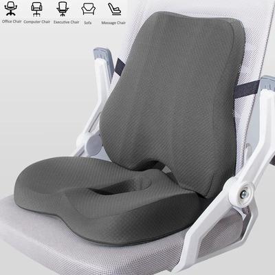 Cojín de espuma viscoelástica para asiento, conjunto de almohada de apoyo para la cintura y la espalda, almohadilla Lumbar ortopédica ergonómica para aliviar el coxis y la cadera para silla de oficina y coche