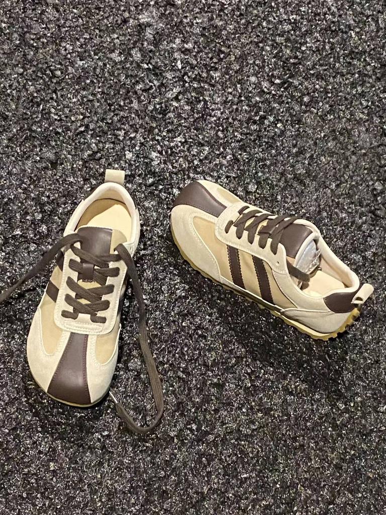 Leather Retro German Training Shoes Women's 2025 Spring and Autumn New Shoes Women's Shoes Versatile Flat-soled Sports Shoes Casual Forrest Gump Shoes