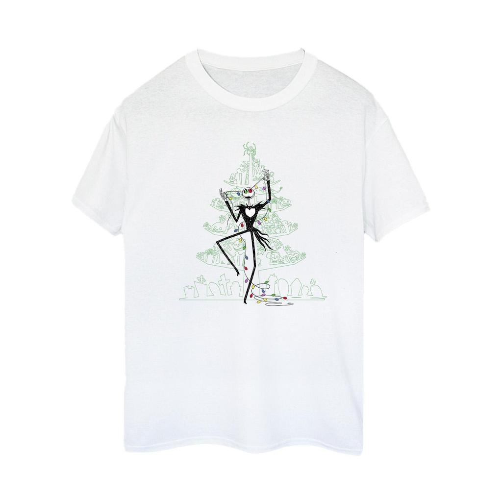 Disney Womens/Ladies The Nightmare Before Christmas Tree Green Cotton Boyfriend T-Shirt