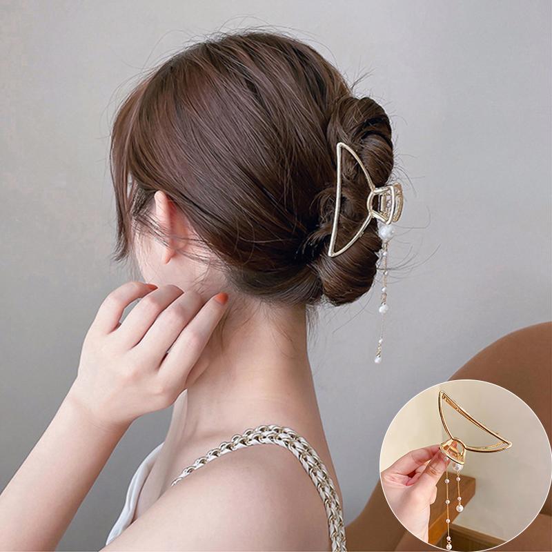 Pinces à cheveux à longues pampilles en cristal coréen pour femmes Luxe Or Argent Métal Grandes Pinces Crabe Accessoires de Mariage Femme Nouveau