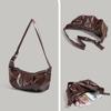 Oil Wax Leather Crossbody Bag for Women 2024 New Autumn Winter Large Capacity Daily Commute Versatile Crescent Dumpling Bag