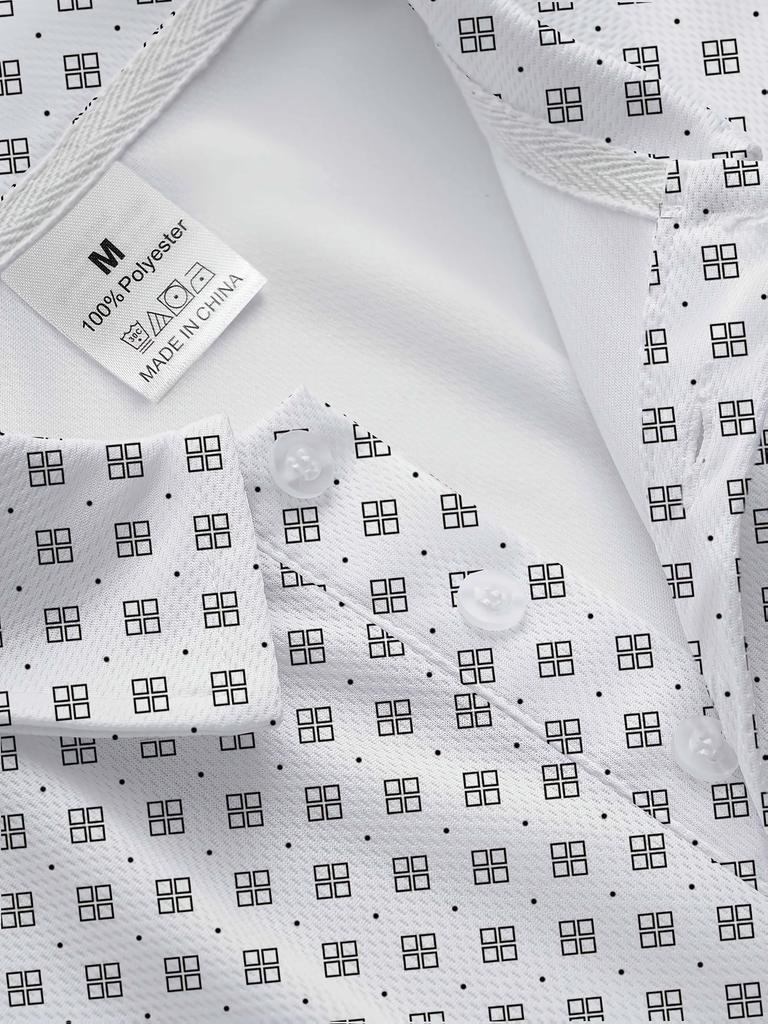 Men's Polo Shirt White Background Gray Tone Small Geometric All-over Printed Short-sleeved T-shirt