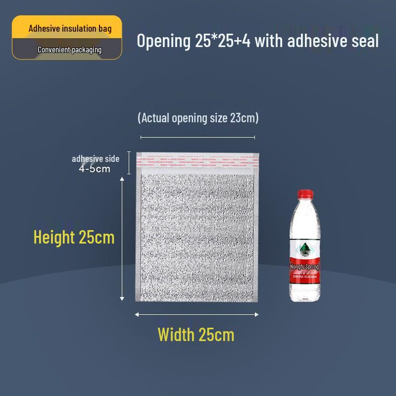 Selbstklebender Verschluss Aluminiumfolie Isolierte Tasche zur Kaltlagerung: Ideal für Kuchen, BBQ, Meeresfrüchte und zum Mitnehmen.