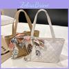 Shopping Bag Embroidered Silk Scarf Simple Shoulder Bag Large Capacity Shopping Bag