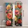2 Pcs Oil painting flowers print curtains,suitable for bedroom,living room kitchen decoration,home decoration,window decoration