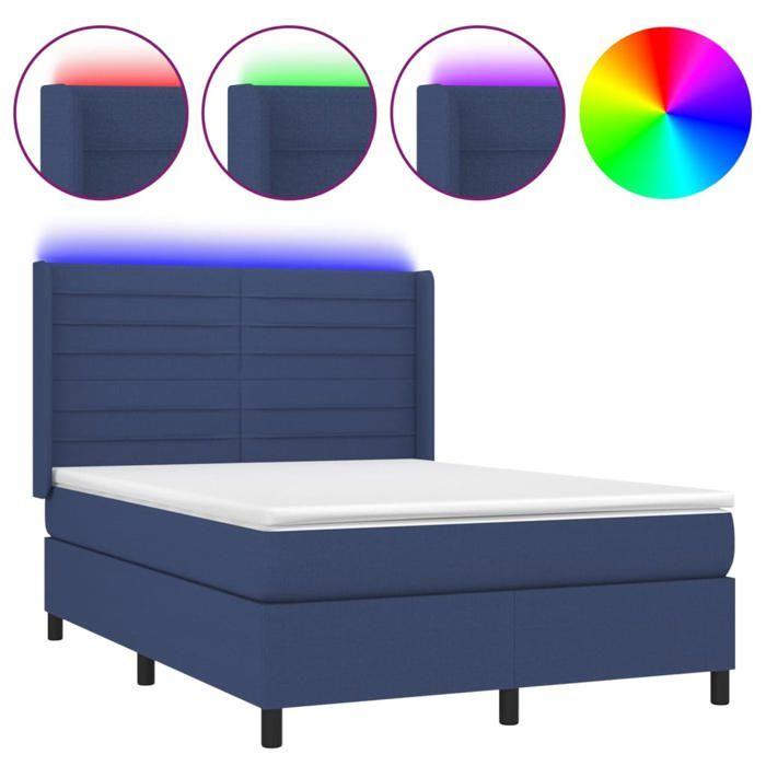 VidaXL Slatted Bed Base with Mattress and LED, Upholstered Bed, Double Bed, Adult Bed for Interior Bedroom, 3138403