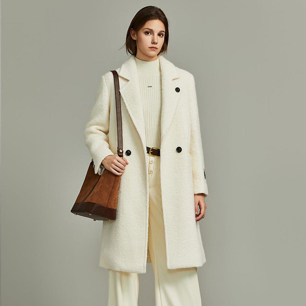 ELLE French Style Mid-Length Elegant Woolen Single-Breasted Coat Women coats EN36106