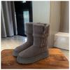 Sangpo Thick-soled Tall Tube Gray Snow Boots Women's Fur Integrated 2025 New Winter Velvet Northeast Cotton Shoes
