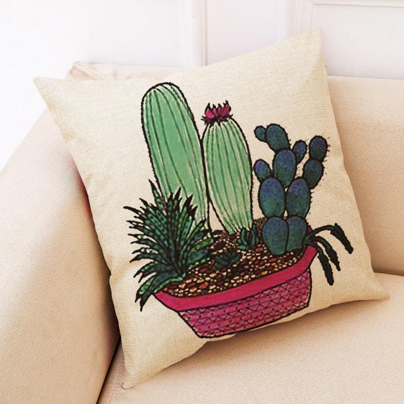 Creative Cactus Potted Plant Throw Pillow Covers With Digital Printing Of Short Plush Fabric Car-Shaped Sofa Cushion Home Decor