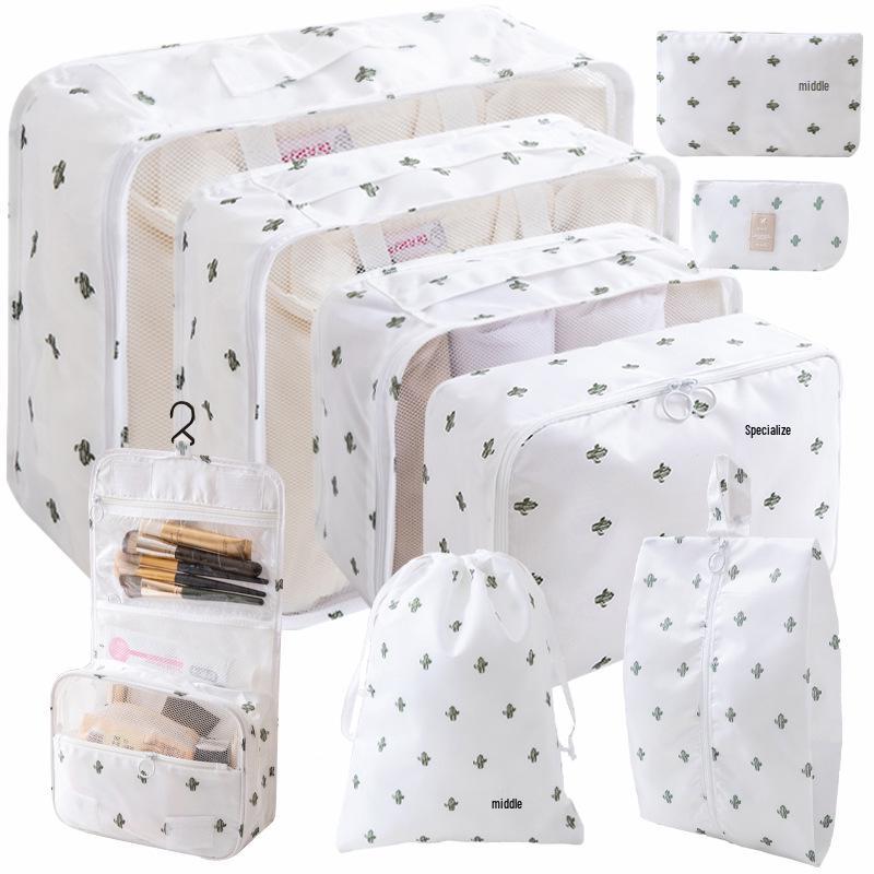 Nine-Piece Twill Travel Storage Bag Set 9-Piece Set