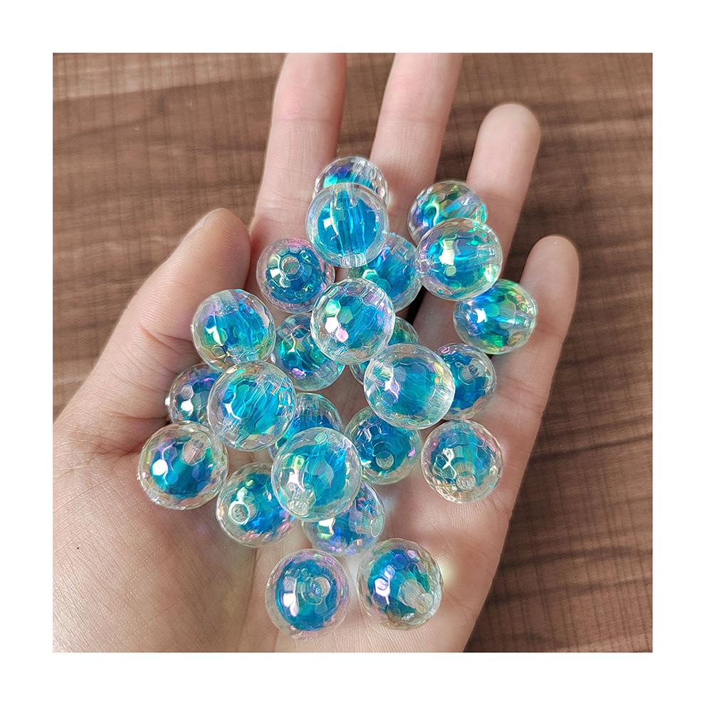 Transparent Color Football Beads AB Round Acrylic Beads Straight Hole Loose Beads DIY Bracelet Jewelry Making