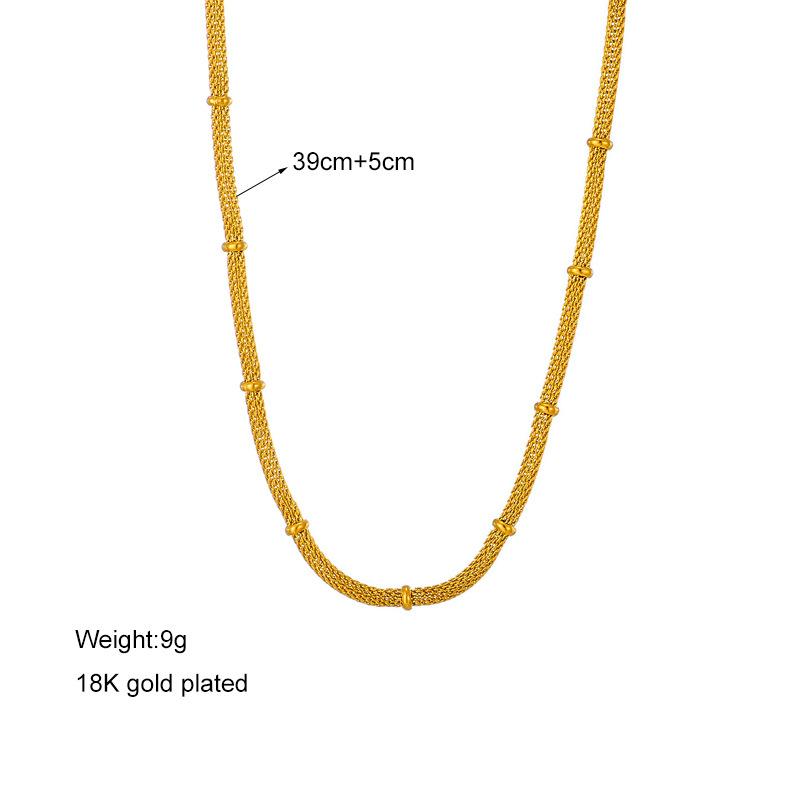 Fashion Minimalist Bamboo Necklace Bracelet Set with Metal Mesh Round Chain Vintage Jewelry