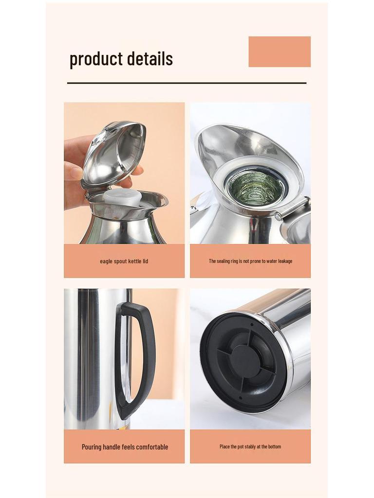 Vintage Large Capacity Thermos Flask with Stainless Steel Exterior & Glass Interior for Keeping Beverages Warm