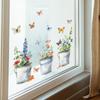Fun-f158 Iron Bucket Flower Pot Butterfly Glass Doors and Windows Home Landscaping Window Stickers Uv Static