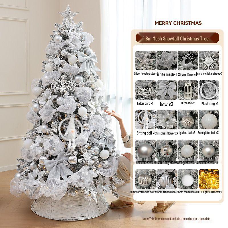 2M Luminous White Flocked Christmas Tree for Home or Window Decoration