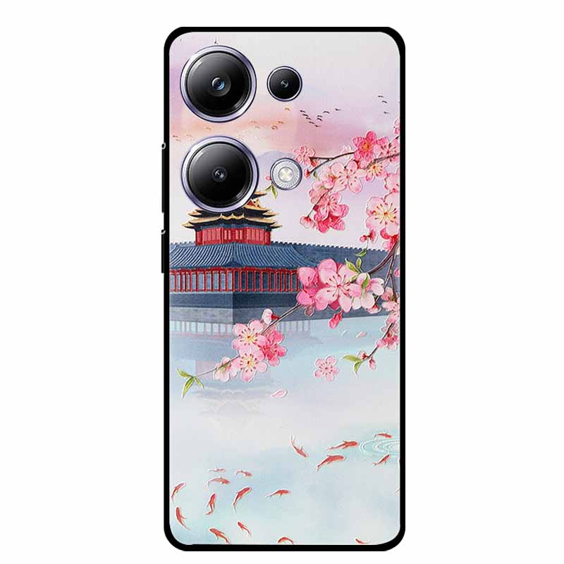 3D Emboss Case For Xiaomi Poco M6 Pro Phone Case Flower Silicone Soft Back Cover For Xiaomi Poco M6 Pro Case PocoM6 M 6 Pro Capa
