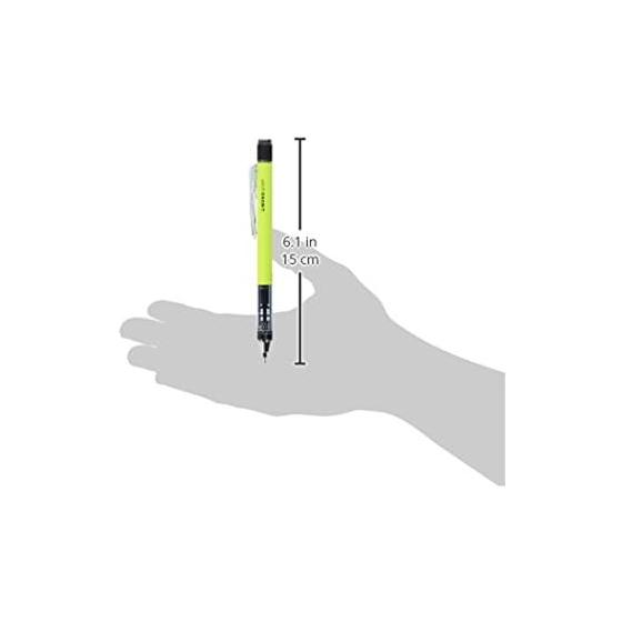 Tombow MONO Graph Mechanical Pencil, 0.5mm, Neon Yellow, with MONO Eraser and FlexiGrip