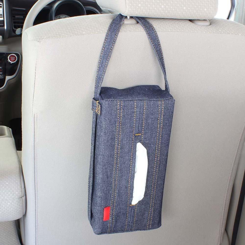 NAPOLEX Light Fizz LF-147 Denim Car Tissue Box Cover with Hanging Strap