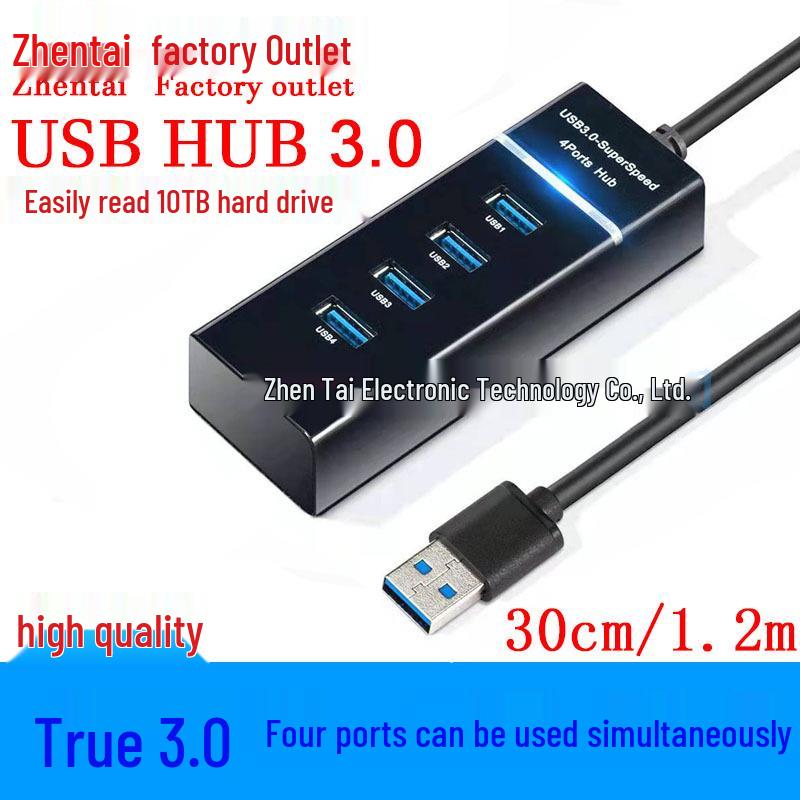 Universal USB 3.0 One-to-Four Hub for Desktop & Laptop Expansion