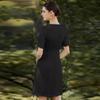 AD Women's Black Round Neck Summer Work Dress - Slimming Formal Office Wear