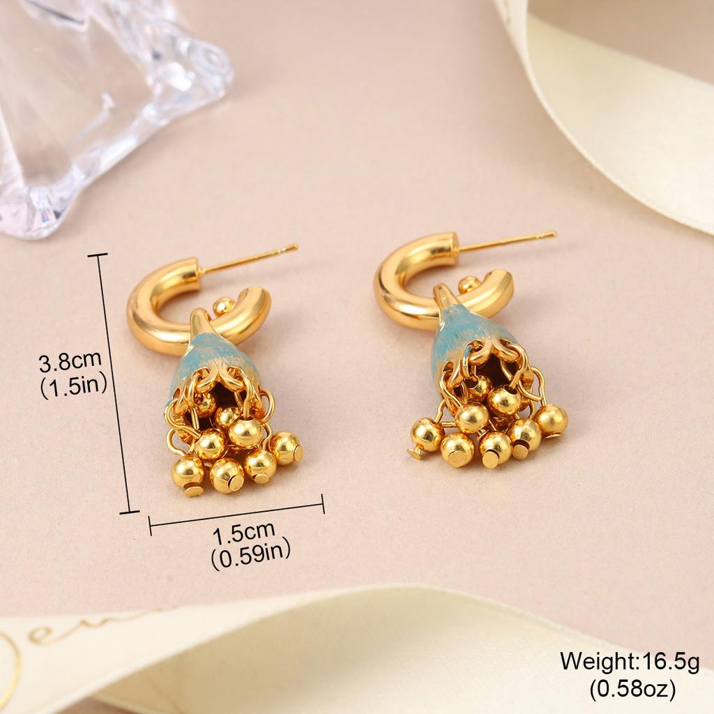 French silver needle flower painted medieval earrings niche design pearl explosion spring and summer stud earrings