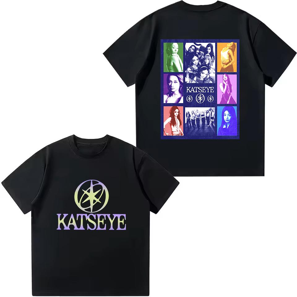 Kpop KATSEYE Kinder T-Shirt Jungen Mädchen Polyester T-Shirt Sommer Kurzarm Tops Katseye Fans Geschenk T-Shirt Harajuku Kinderkleidung