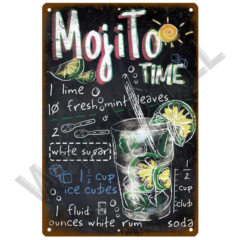Metal Sign Vintage Tin Sign Decorations Gin Tonic Cocktail Plate Decorative Poster Plaque Retro Bar Kitchen Home Wall Decor