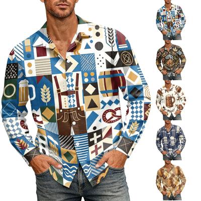 Men's Long Sleeve Vintage Casual Button Down Shirt Breathable Loose Fit for Daily Commute Outdoor